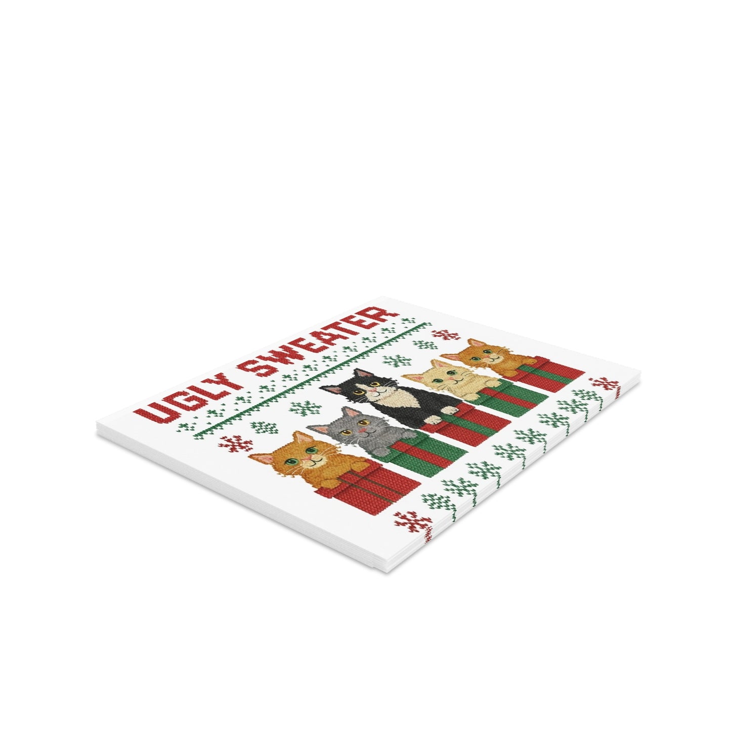Ugly Sweater Cat Greeting Cards Bundle - Fun Holiday Cards for Cat Lovers, Christmas, Birthdays, Party Invites, Seasonal Greetings