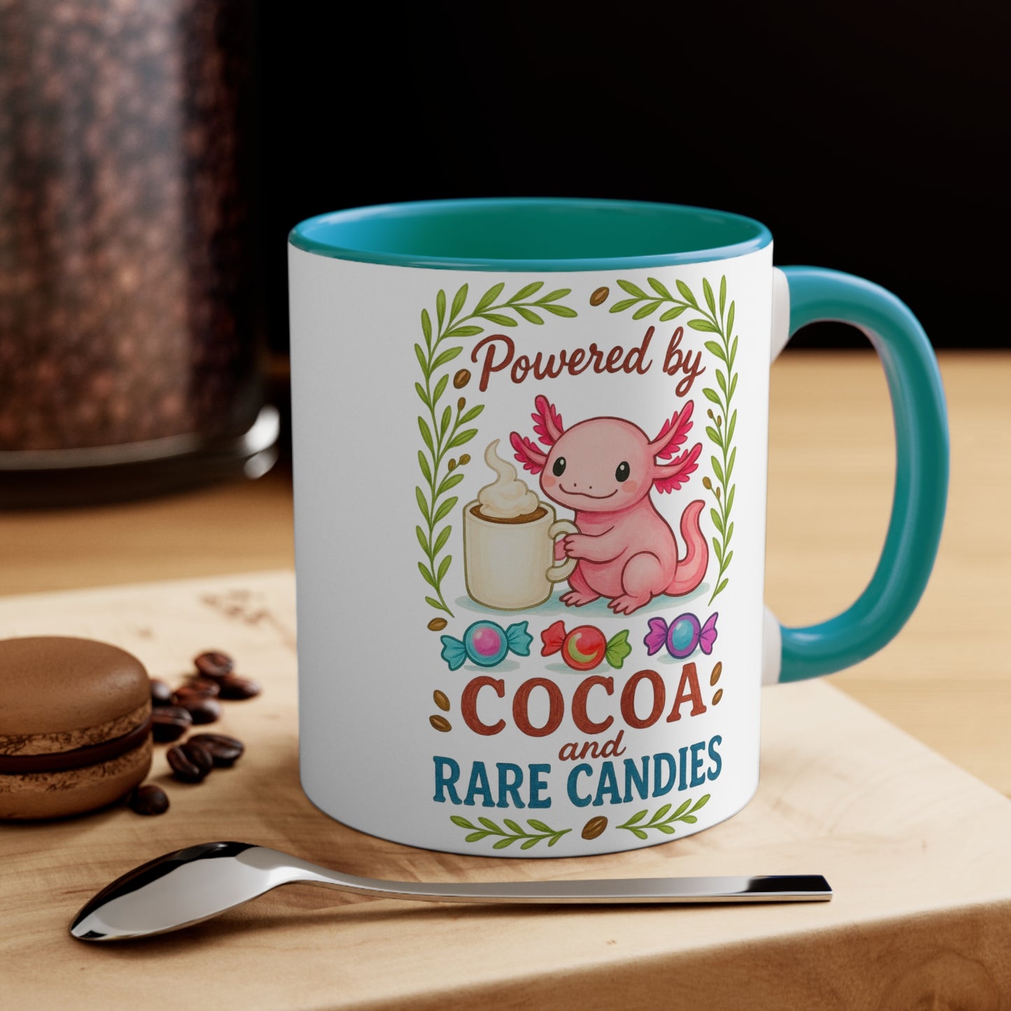 Cute Fantasy Mug: Powered by Cocoa and Rare Candies, Unicorn Gifts, Magical Drinkware, Kawaii Coffee Cup, Unique Housewarming Present