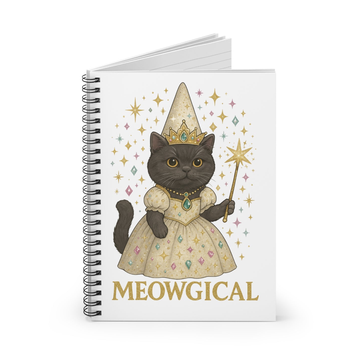 Magical Cat Spiral Notebook - Meowgical Design, Cute Cat Gifts, Journaling for Cat Lovers, Writing, School Supplies, Stationery