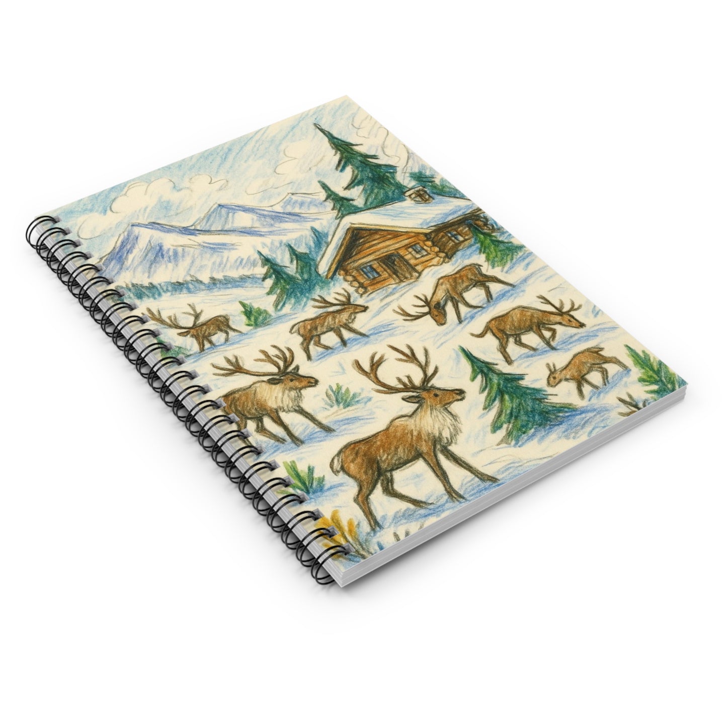 Nature-Inspired Spiral Notebook, Cozy Cabin, Deer Design, Journaling, Office Supplies, Gifts for Writers, Outdoor Lovers