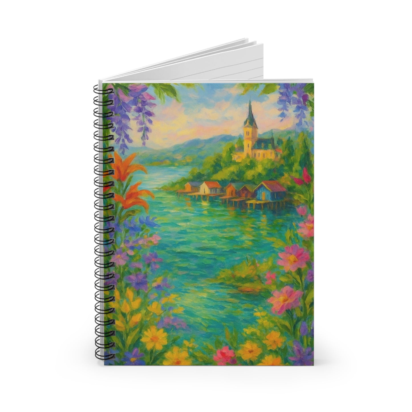 Beautiful Floral Ruled Spiral Notebook, Journal, Sketchbook, Gift for Writers, Nature Lovers, Home Office Decor