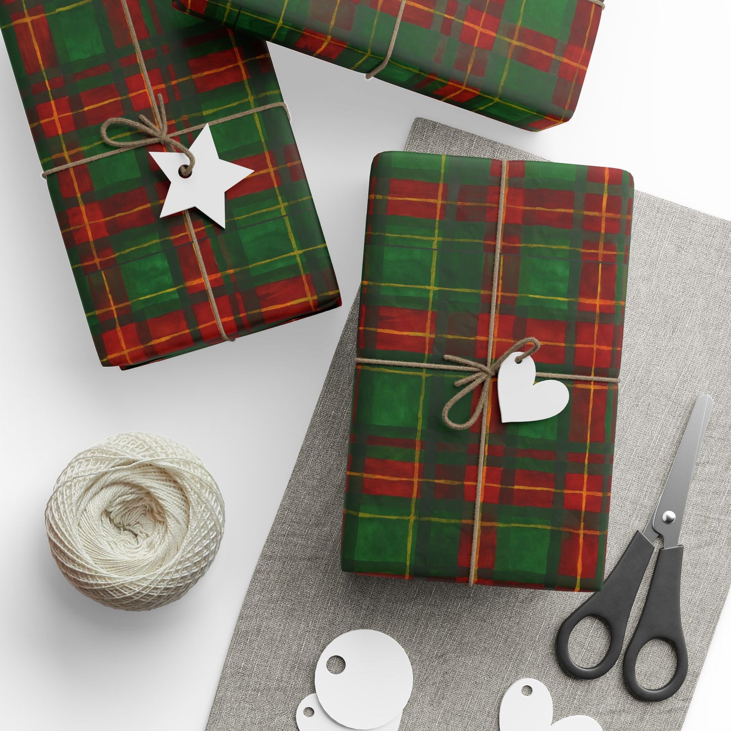 Festive Plaid Wrapping Paper - Holiday Gift Wrap for Christmas, Birthdays, Anniversaries, Eco-Friendly, Wrapping Supplies, Seasonal Decor
