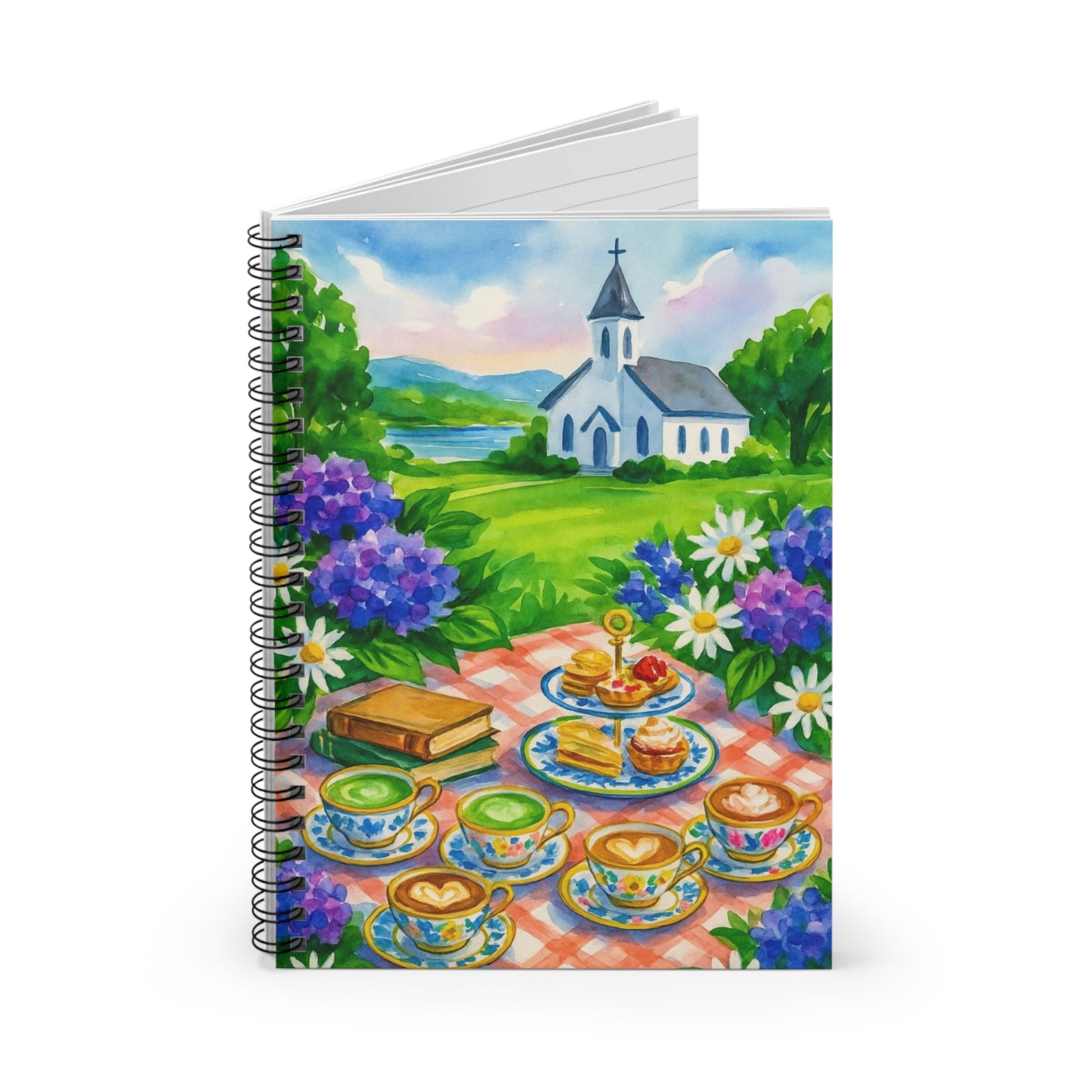 Charming Tea Party Spiral Notebook - Perfect for Journaling, Sketching, Gift for Tea Lovers, Floral Design, Stationery Essentials