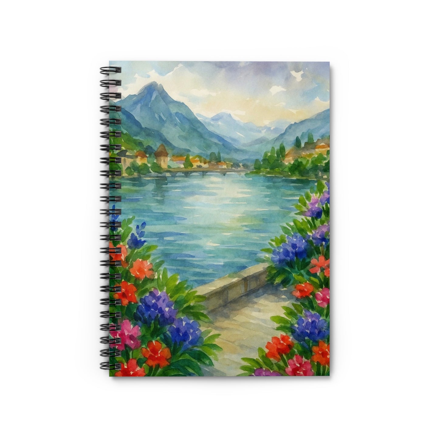 Scenic Floral Spiral Notebook - Ruled Line, Nature Lover Journal, Garden Decor, Gift for Writers, Travel Notes, Stationery