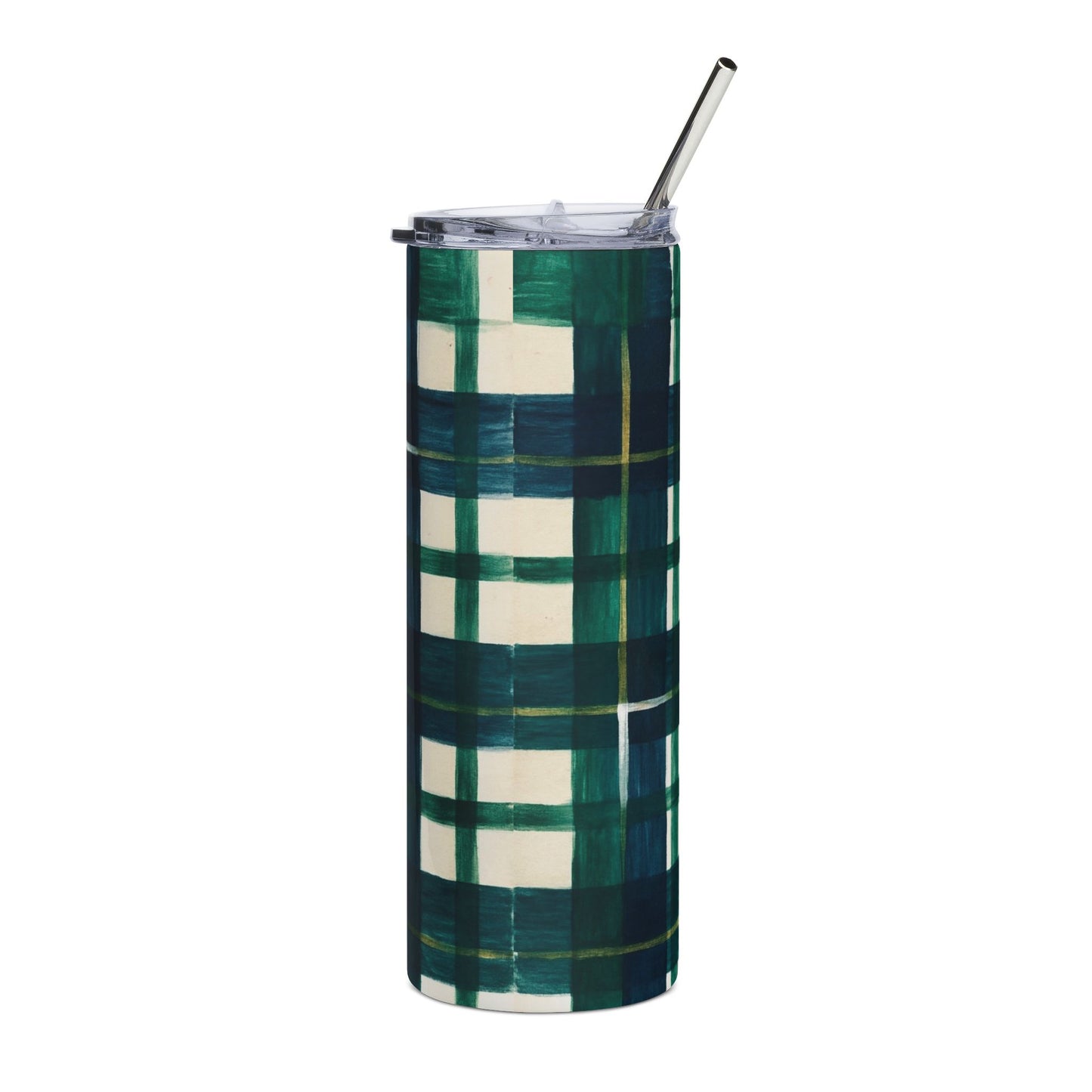 Stylish Plaid Stainless Steel Tumbler, 20oz | Insulated Drinkware for Travel, Gifts, Coffee Lovers, Home Decor, Holiday Mugs