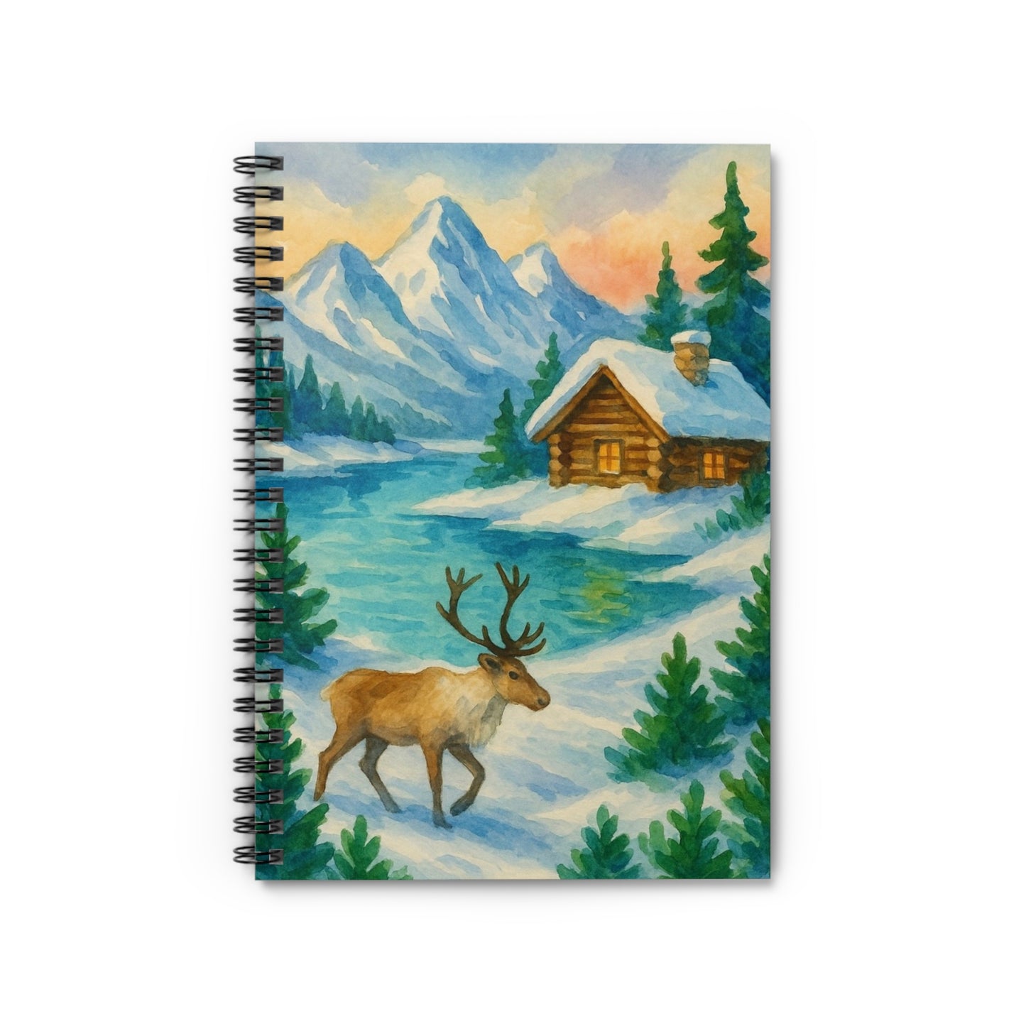 Winter Wonderland Spiral Notebook - Cozy Mountain Scene, Journal, Gift for Students, Christmas Planner, Nature Lover's Diary