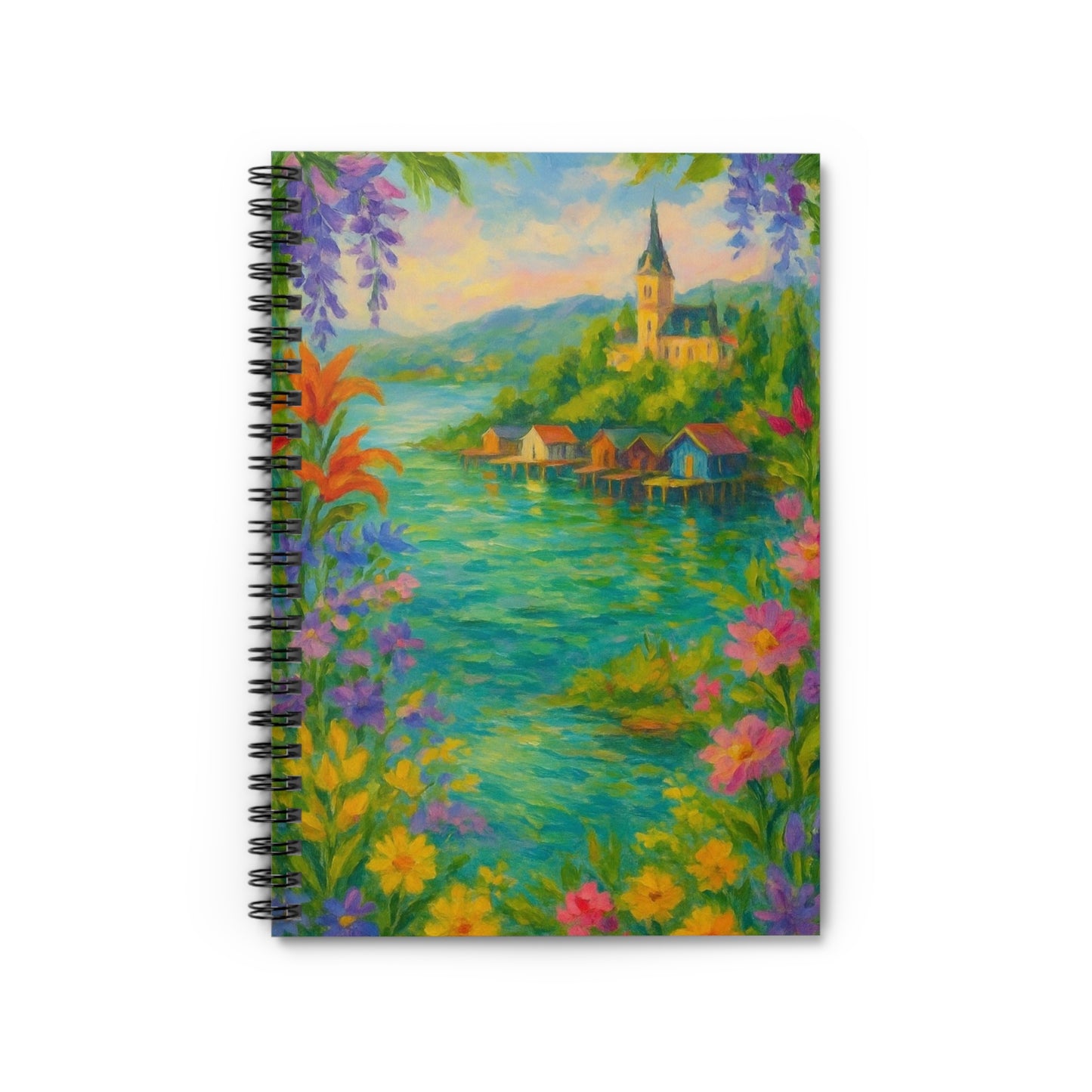 Beautiful Floral Ruled Spiral Notebook, Journal, Sketchbook, Gift for Writers, Nature Lovers, Home Office Decor