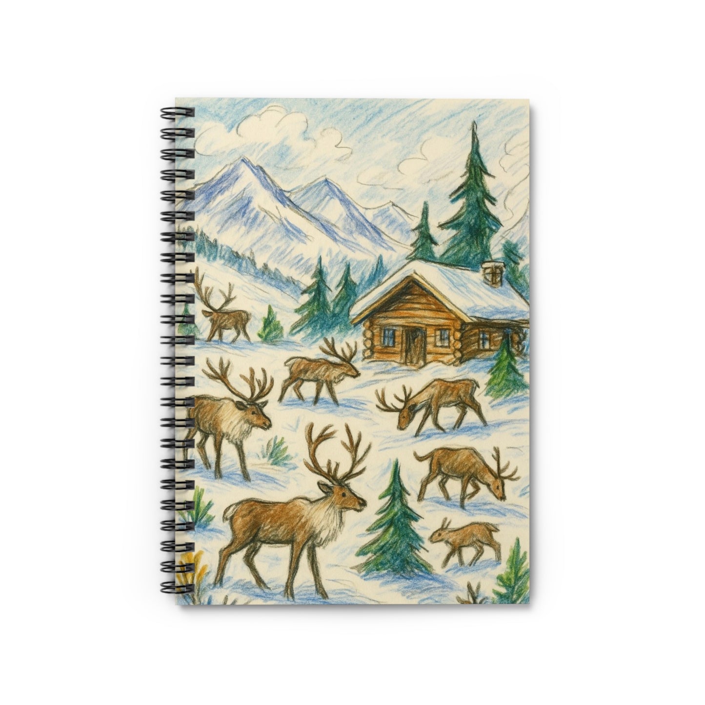 Nature-Inspired Spiral Notebook, Cozy Cabin, Deer Design, Journaling, Office Supplies, Gifts for Writers, Outdoor Lovers