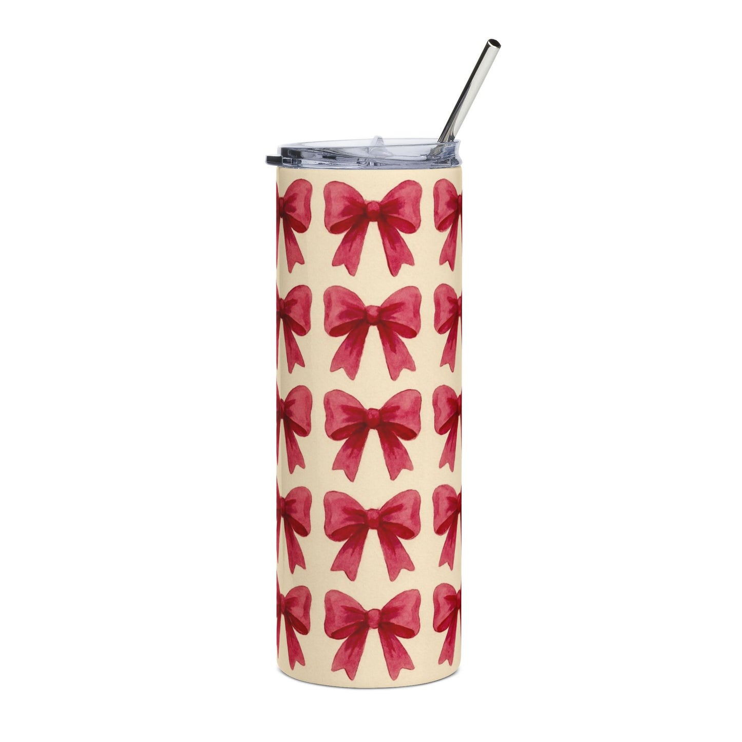 Chic Stainless Steel Tumbler with Elegant Bow Design | Insulated Coffee Cup, Travel Mug, Gift for Her, Wedding, Birthday, Personalized