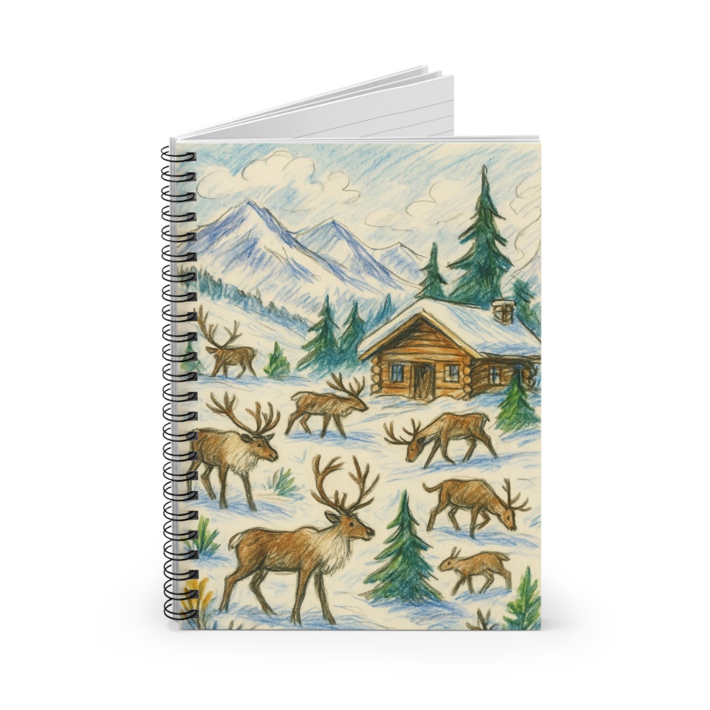 Nature-Inspired Spiral Notebook, Cozy Cabin, Deer Design, Journaling, Office Supplies, Gifts for Writers, Outdoor Lovers