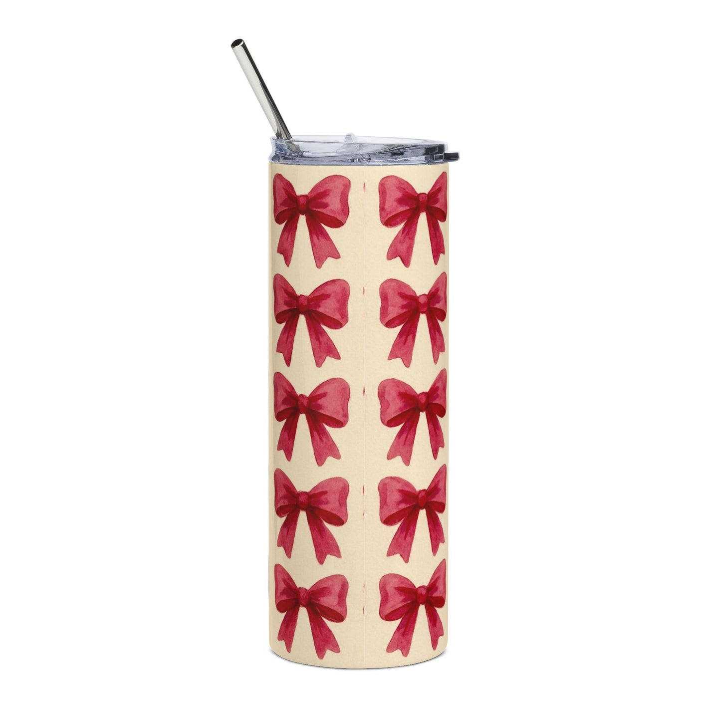Chic Stainless Steel Tumbler with Elegant Bow Design | Insulated Coffee Cup, Travel Mug, Gift for Her, Wedding, Birthday, Personalized