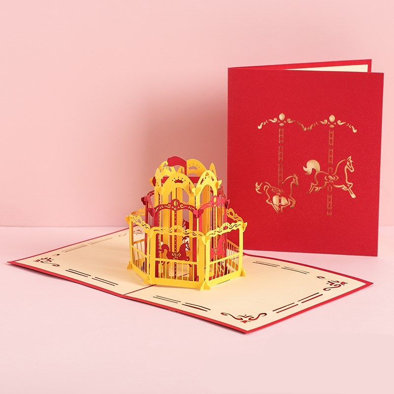 3D Sakura Kissing Lover Greeting Card