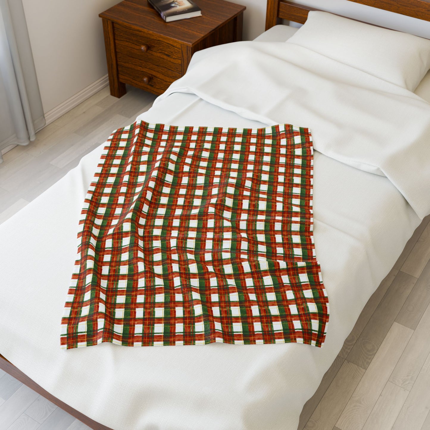 Cozy Festive Velveteen Plush Blanket, Holiday Decor, Winter Warmth, Gift for Him/Her, Snuggly Throw Blanket, Christmas Home Decoration