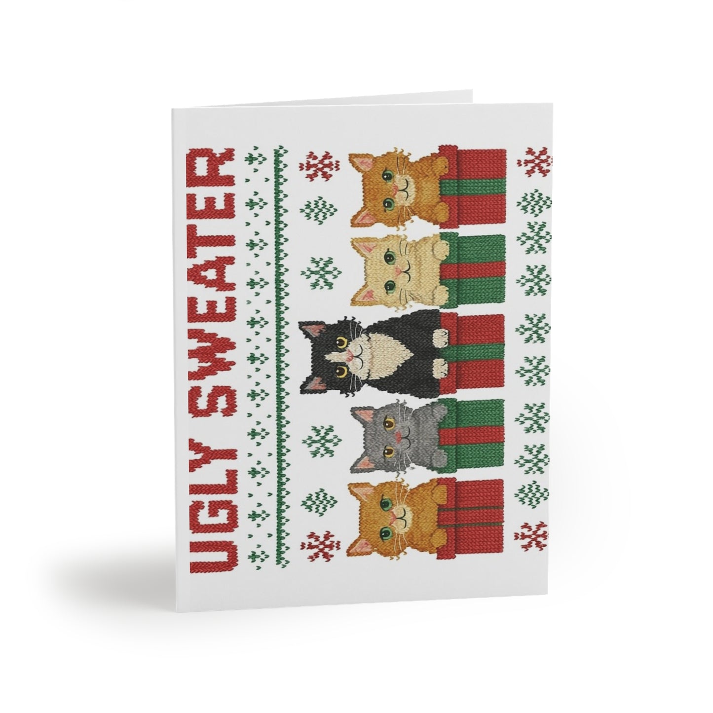 Ugly Sweater Cat Greeting Cards Bundle - Fun Holiday Cards for Cat Lovers, Christmas, Birthdays, Party Invites, Seasonal Greetings