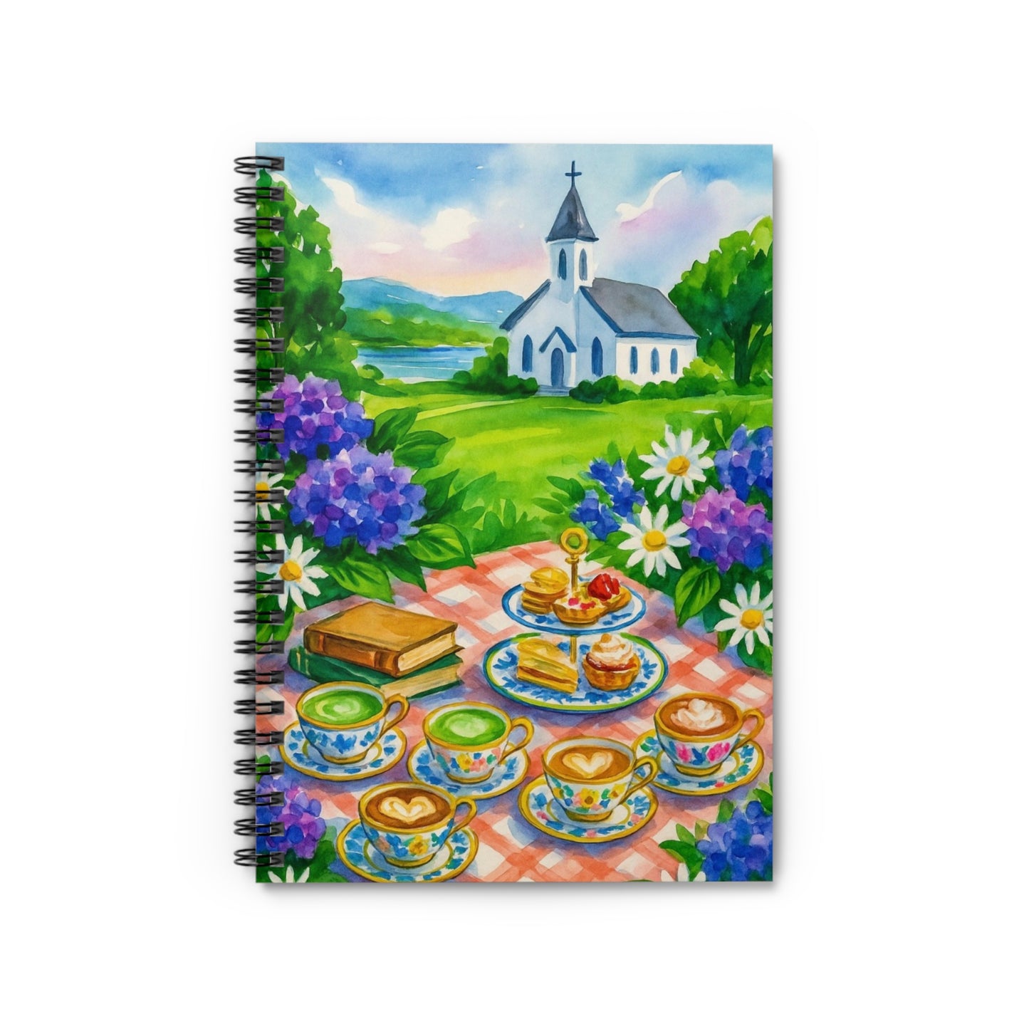 Charming Tea Party Spiral Notebook - Perfect for Journaling, Sketching, Gift for Tea Lovers, Floral Design, Stationery Essentials