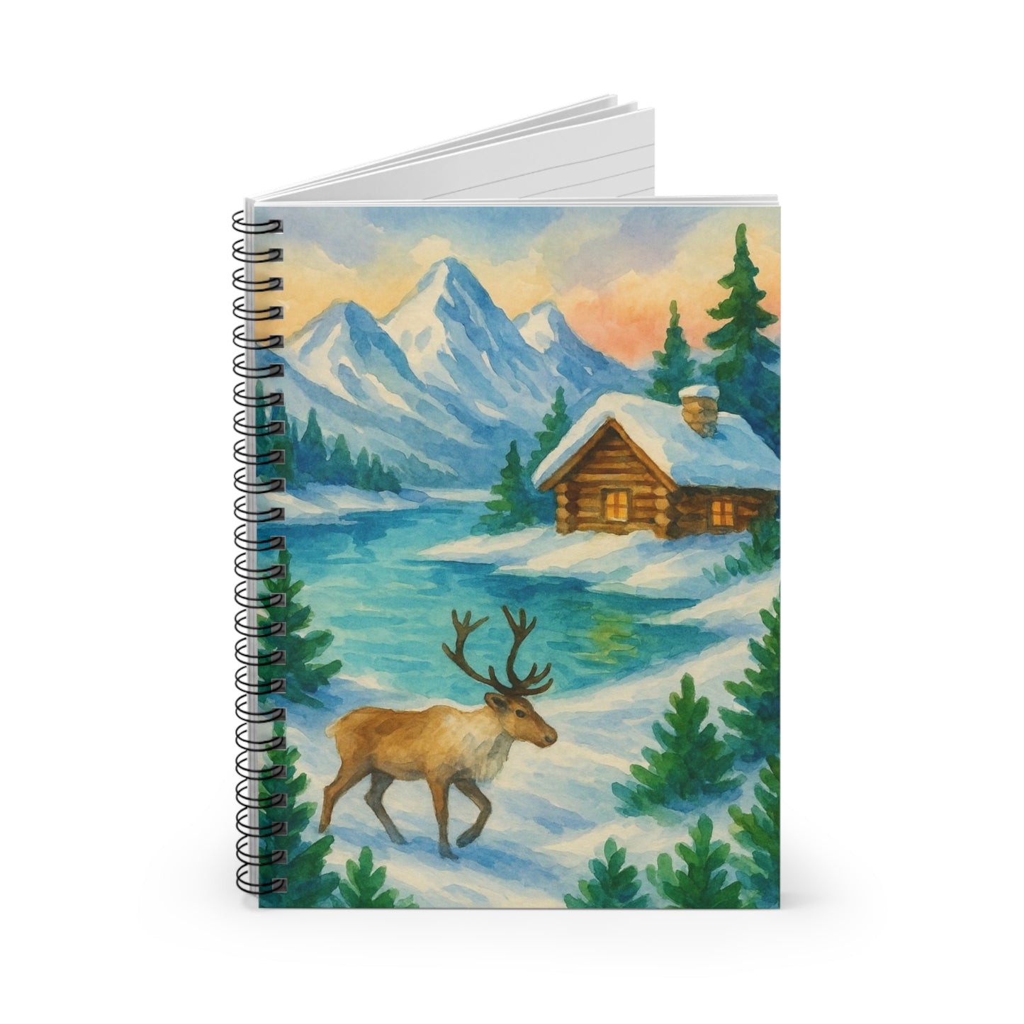 Winter Wonderland Spiral Notebook - Cozy Mountain Scene, Journal, Gift for Students, Christmas Planner, Nature Lover's Diary