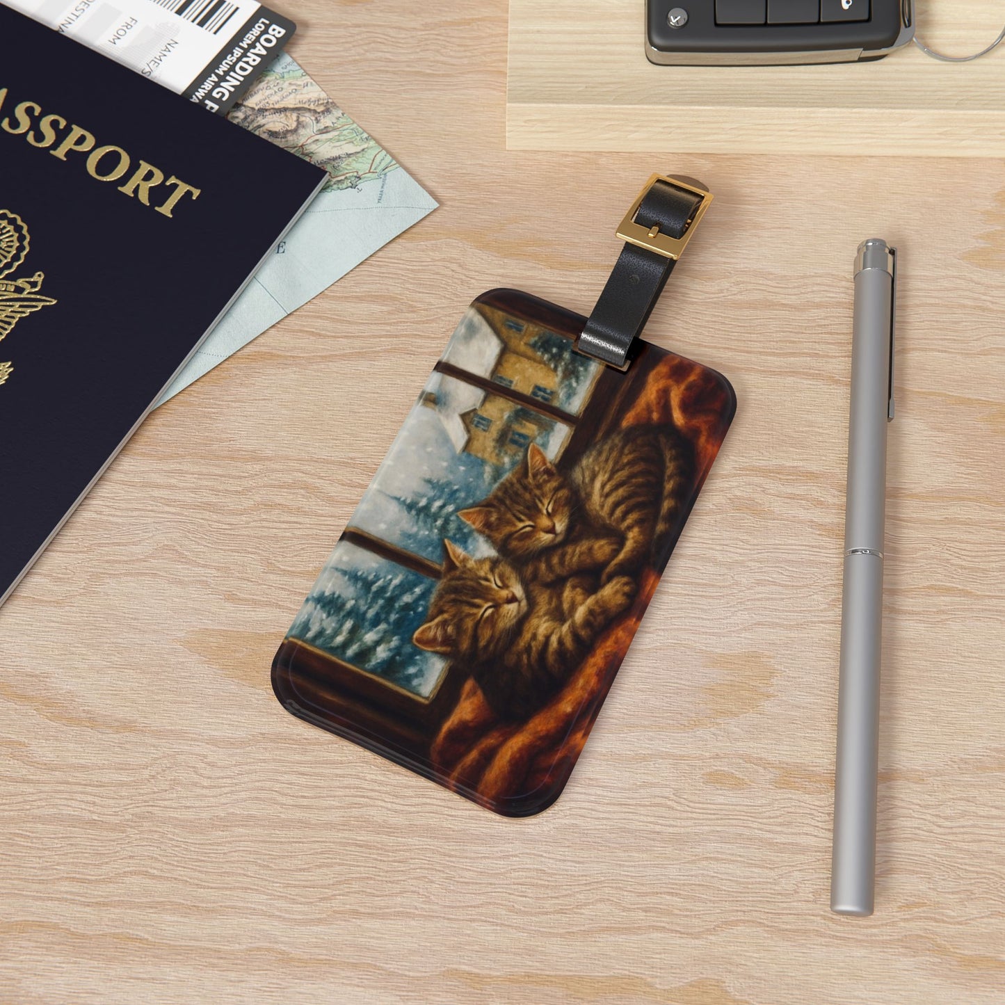 Cozy Cat Luggage Tag | Cat Lover's Travel Accessory | Pet-Themed Gift | Holiday Travel Essentials | Cat-Inspired Bag Tag | Unique Travel Tag