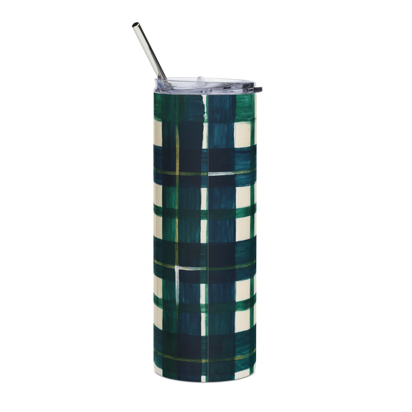 Stylish Plaid Stainless Steel Tumbler, 20oz | Insulated Drinkware for Travel, Gifts, Coffee Lovers, Home Decor, Holiday Mugs