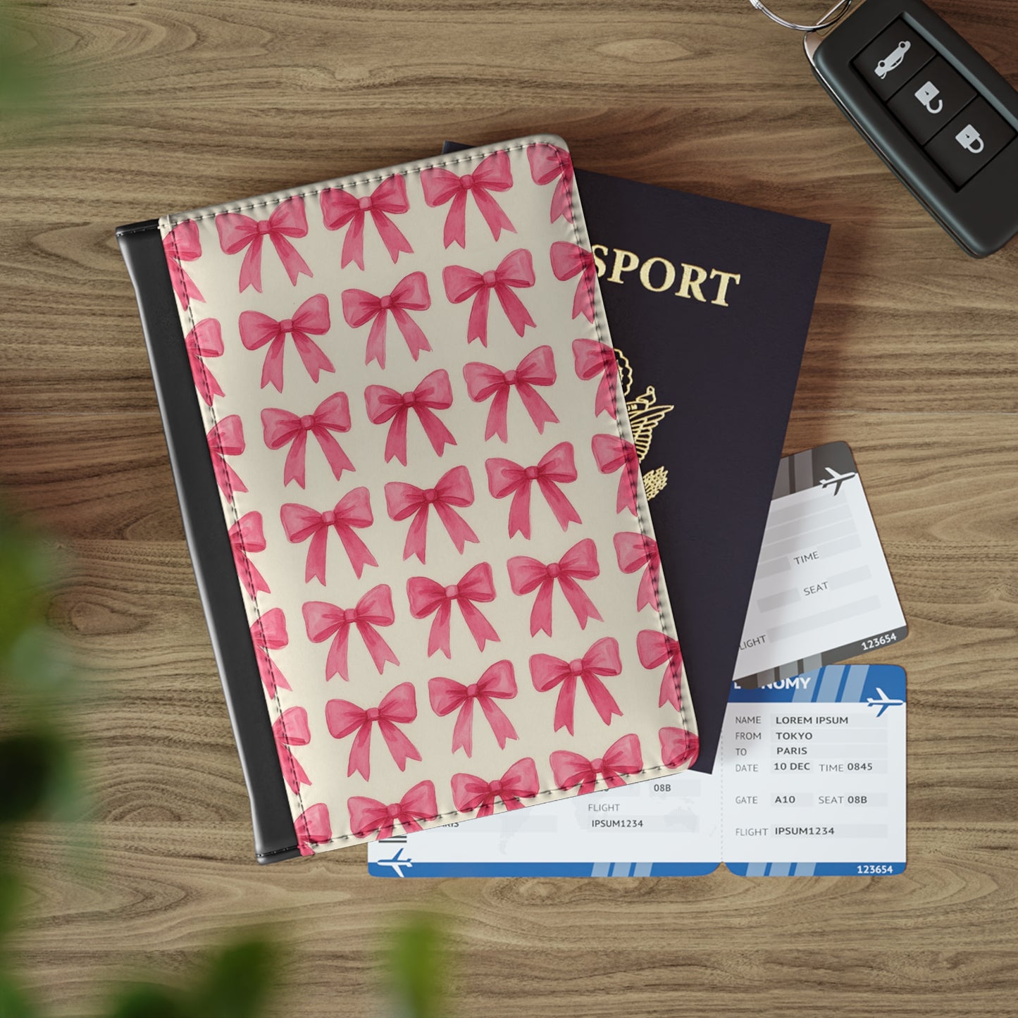 Chic Pink Bow Passport Cover | Travel Accessory, Cute Gift, Unique Travel Essentials, Fashionable Passport Holder, Stylish Travel Organizer