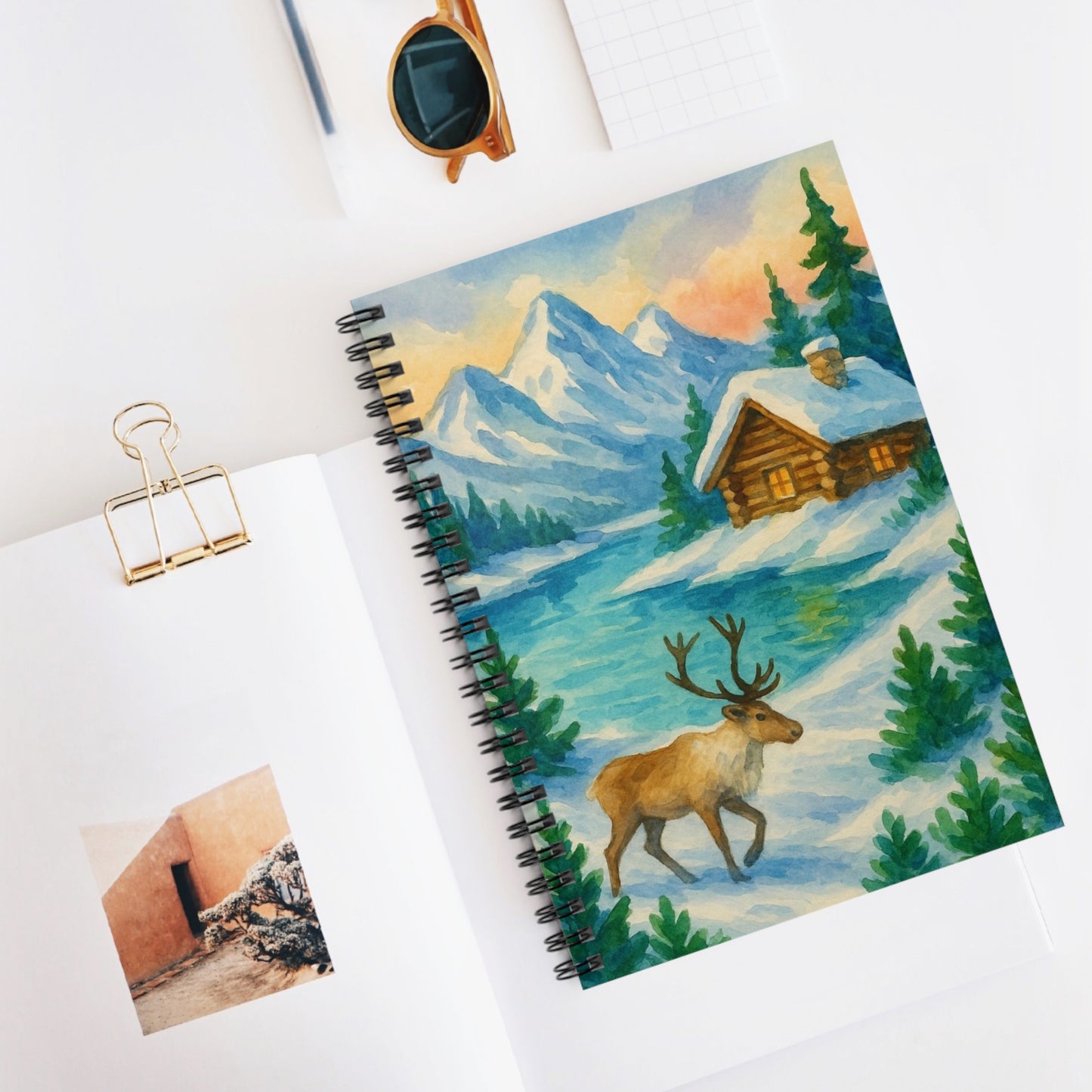Winter Wonderland Spiral Notebook - Cozy Mountain Scene, Journal, Gift for Students, Christmas Planner, Nature Lover's Diary