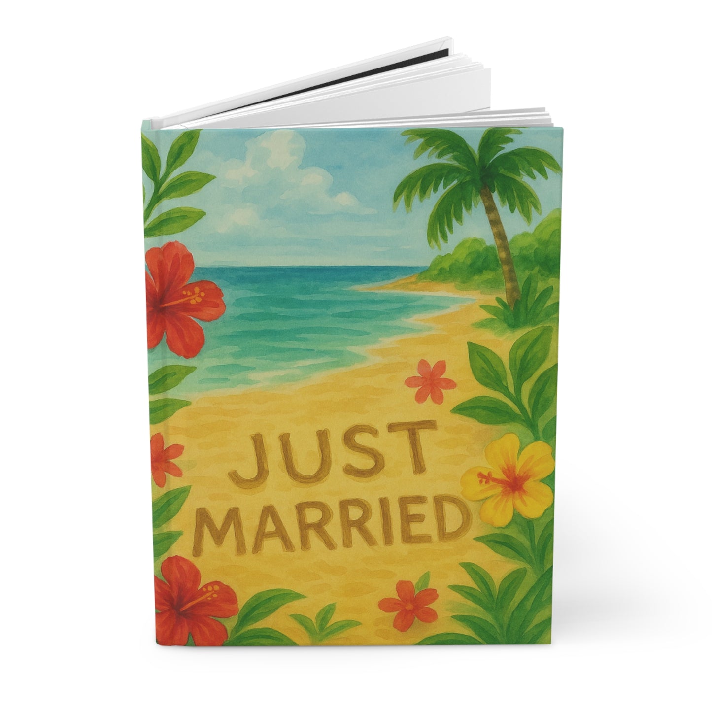 Tropical Wedding Journal - Just Married, Beach Wedding Guest Book, Honeymoon Keepsake, Marriage Memories, Travel Journal