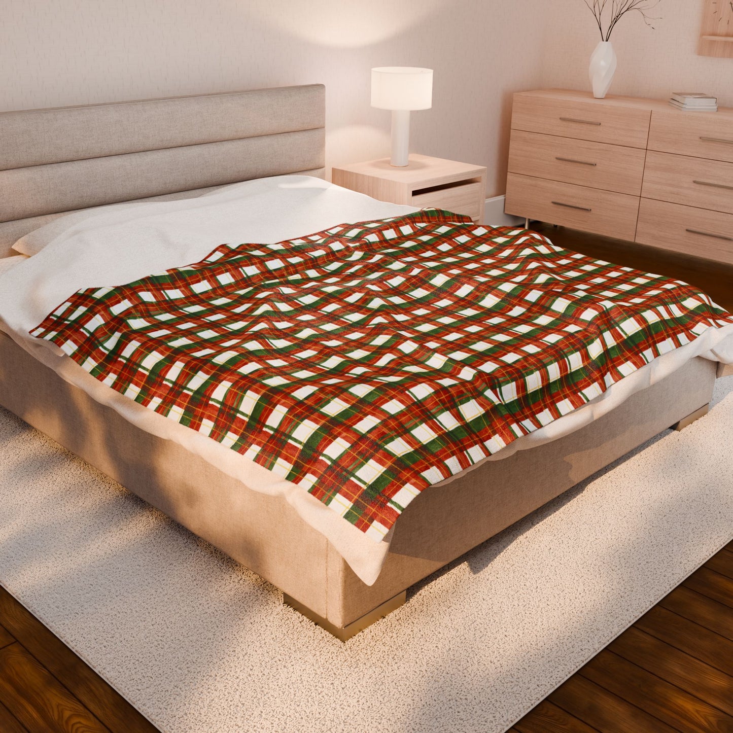 Cozy Festive Velveteen Plush Blanket, Holiday Decor, Winter Warmth, Gift for Him/Her, Snuggly Throw Blanket, Christmas Home Decoration
