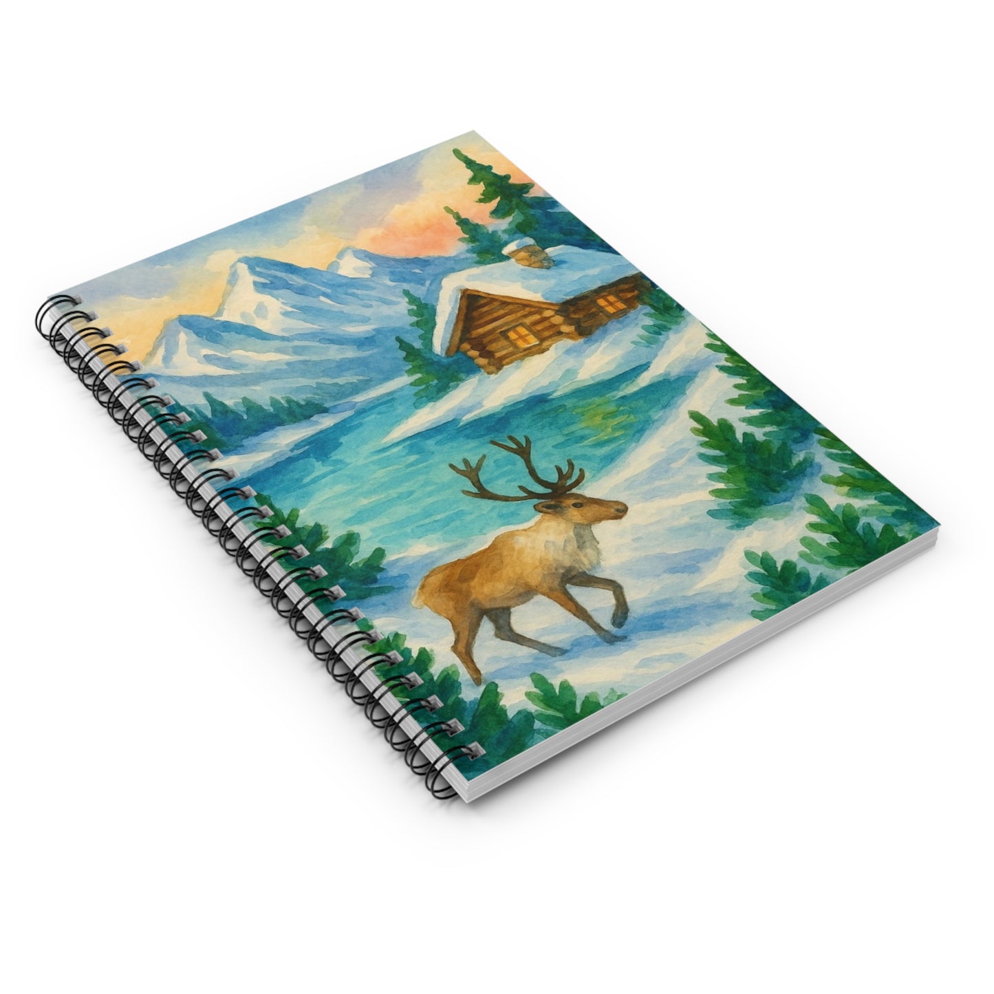 Winter Wonderland Spiral Notebook - Cozy Mountain Scene, Journal, Gift for Students, Christmas Planner, Nature Lover's Diary