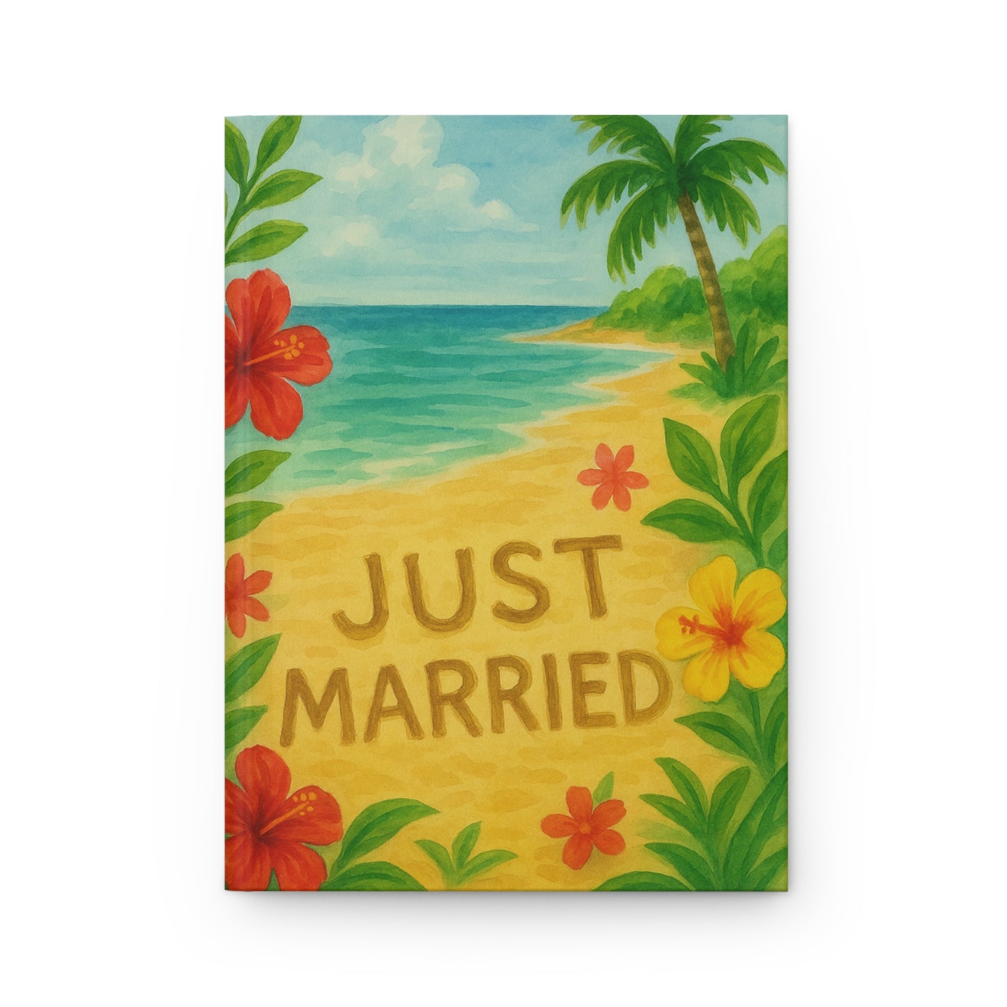 Tropical Wedding Journal - Just Married, Beach Wedding Guest Book, Honeymoon Keepsake, Marriage Memories, Travel Journal