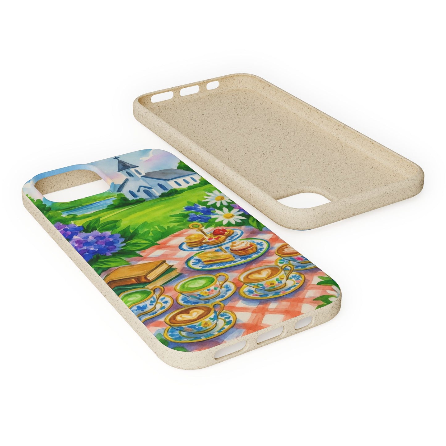 Biodegradable Phone Cases with Charming Tea Party Design, Eco-Friendly Phone Cover, Gift for Nature Lovers, Fun & Whimsical Style