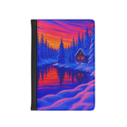 Colorful Winter Landscape Passport Cover, Travelers Gift, Holiday Travel Accessory, Keepsake Cover, Adventure Journal