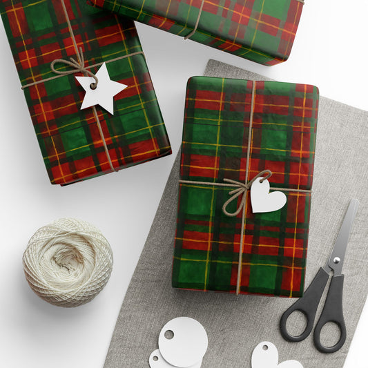 Festive Plaid Wrapping Paper - Holiday Gift Wrap for Christmas, Birthdays, Anniversaries, Eco-Friendly, Wrapping Supplies, Seasonal Decor