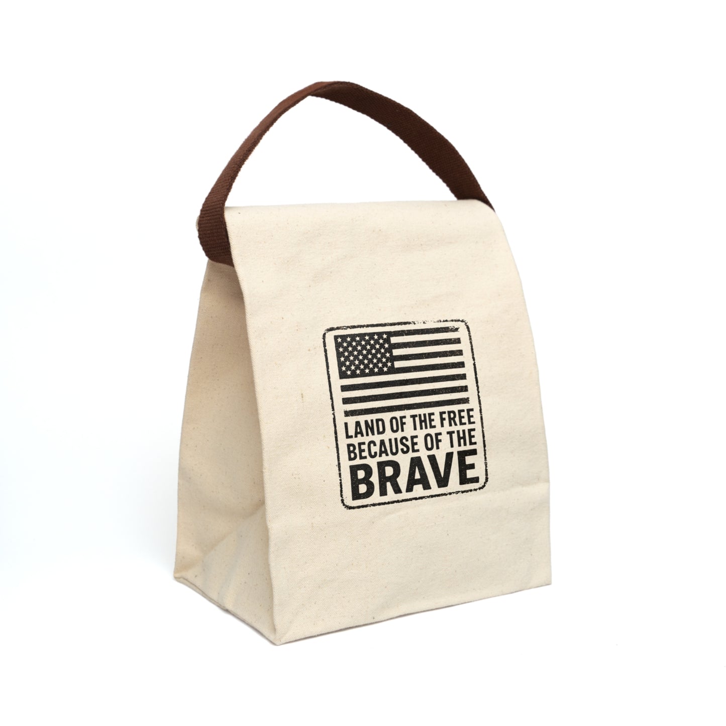 Patriotic Canvas Lunch Bag With Strap, Lunch Tote, Reusable Food Bag, Eco-Friendly Gift, USA Flag Design, Ideal for Work and School