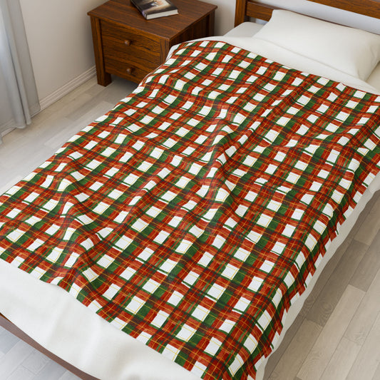 Cozy Festive Velveteen Plush Blanket, Holiday Decor, Winter Warmth, Gift for Him/Her, Snuggly Throw Blanket, Christmas Home Decoration