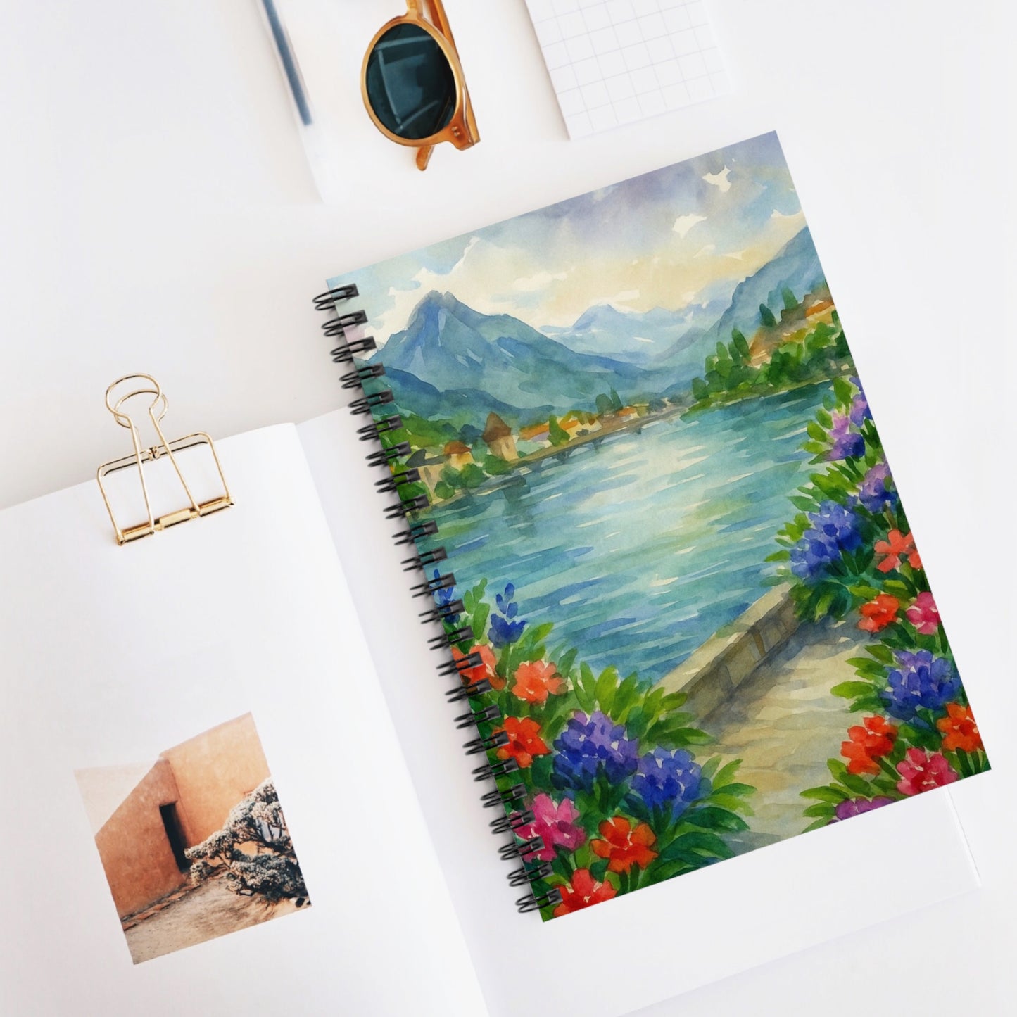 Scenic Floral Spiral Notebook - Ruled Line, Nature Lover Journal, Garden Decor, Gift for Writers, Travel Notes, Stationery