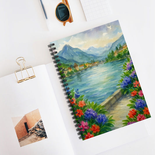 Scenic Floral Spiral Notebook - Ruled Line, Nature Lover Journal, Garden Decor, Gift for Writers, Travel Notes, Stationery