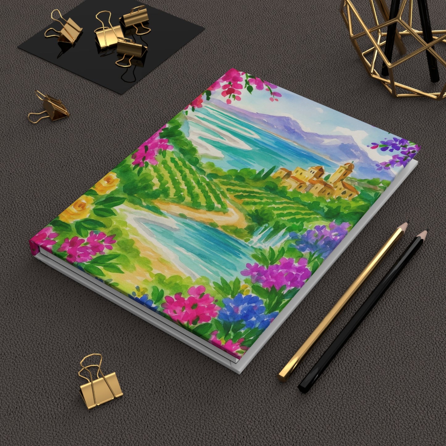 Colorful Landscape Hardcover Journal, Aesthetic Note Book, Floral Journal, Travel Log, Inspirational Gift, Writing Journal