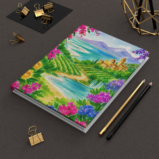 Colorful Landscape Hardcover Journal, Aesthetic Note Book, Floral Journal, Travel Log, Inspirational Gift, Writing Journal