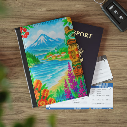 Colorful Travel Passport Cover with Scenic Design, Summer Vacation Gift, Travel Essentials, Jetsetter Accessory, Adventure Journal Holder