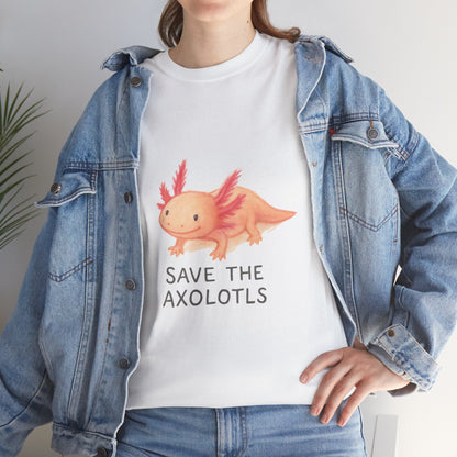 Save the Axolotls Tee, Cute Animal Shirt, Unisex T-Shirt, Eco-Friendly Gift, Animal Lover's Apparel, Casual Outfit