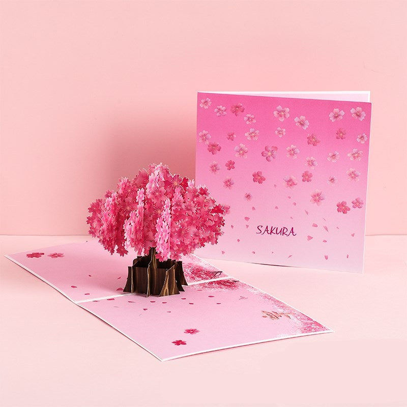 3D Sakura Kissing Lover Greeting Card