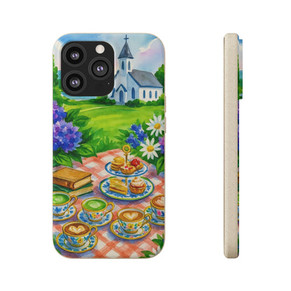 Biodegradable Phone Cases with Charming Tea Party Design, Eco-Friendly Phone Cover, Gift for Nature Lovers, Fun & Whimsical Style