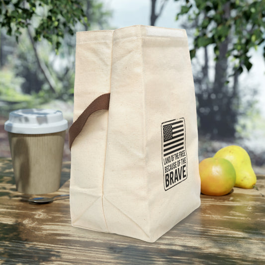 Patriotic Canvas Lunch Bag With Strap, Lunch Tote, Reusable Food Bag, Eco-Friendly Gift, USA Flag Design, Ideal for Work and School