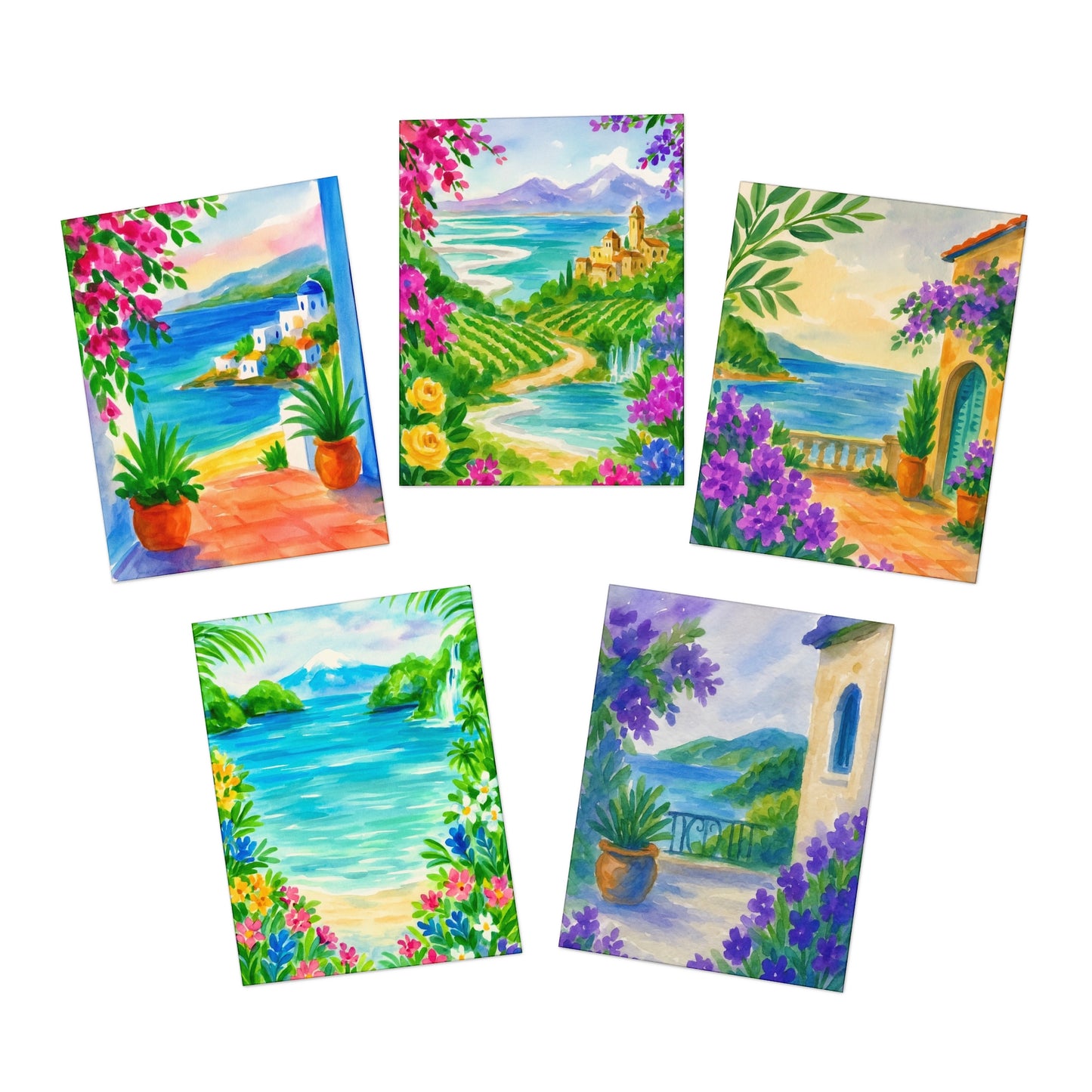 Scenic Art Greeting Cards Set, Hand-Painted Cards for All Occasions, Birthday, Thank You, Friendship, Note Cards