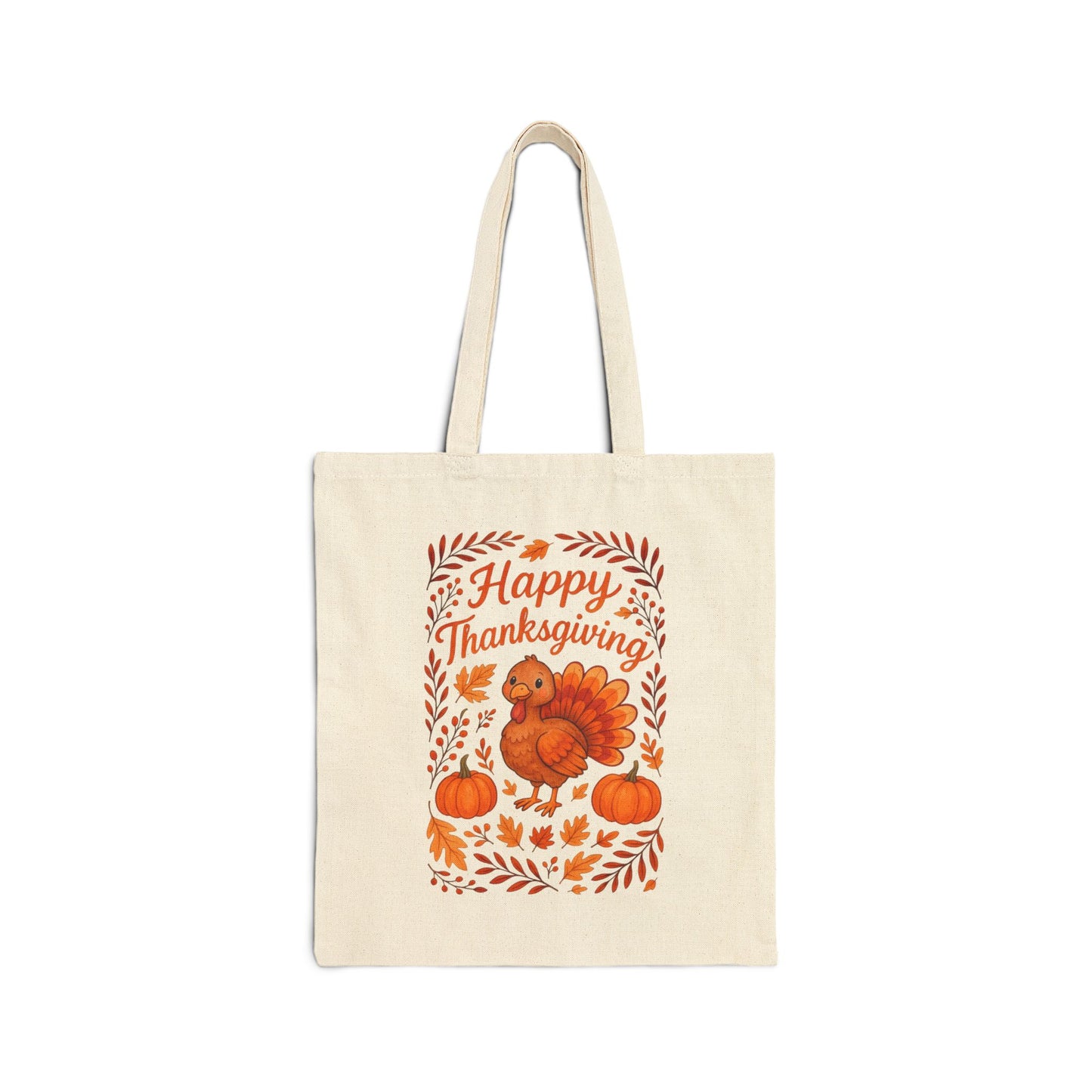 Thanksgiving Floral Tote Bag, Eco-Friendly Canvas, Reusable Shopping Bag, Fall Decor, Gift for Hosts, Pumpkin Design