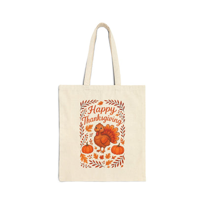 Thanksgiving Floral Tote Bag, Eco-Friendly Canvas, Reusable Shopping Bag, Fall Decor, Gift for Hosts, Pumpkin Design