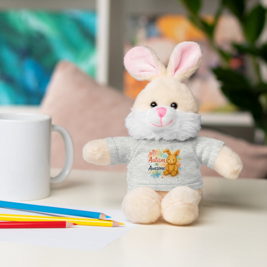 Adorable Autism Awareness Stuffed Animal, Personalized Plush Bunny, Cute Kids' Gift, Sensory Toy, Birthday Present