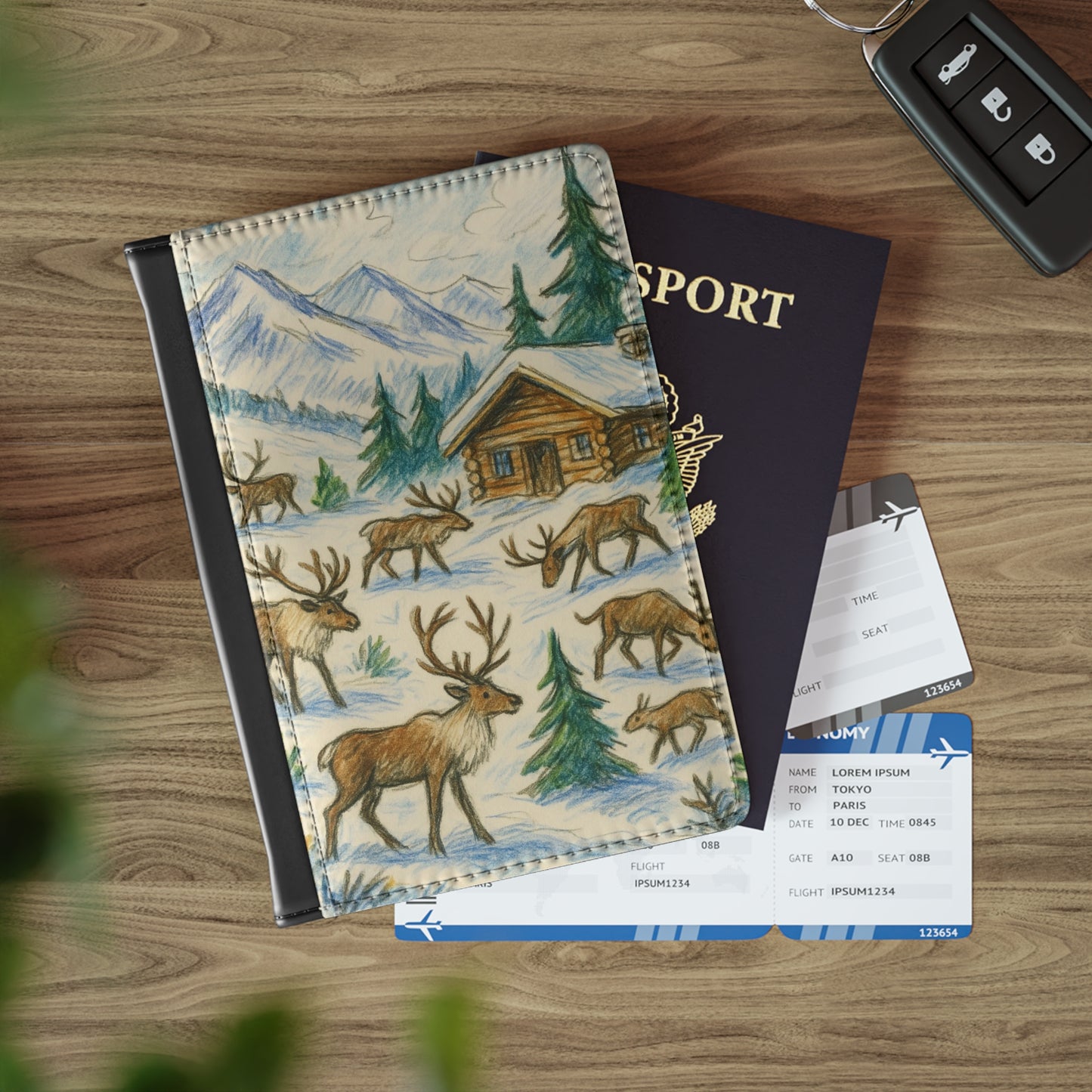 Nature-Inspired Passport Cover with Winter Landscape, Travel Accessories, Winter Gift, Adventure Decor, Eco-Friendly Travel