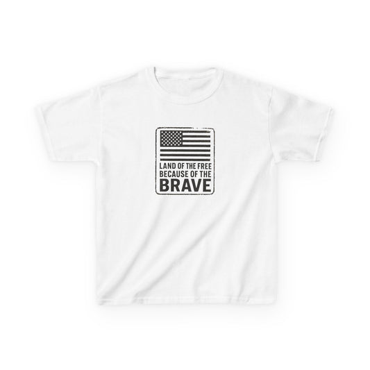 Patriotic Kids Tee - Land of the Free, Brave American Pride Shirt, Independence Day Gift, Memorial Day Outfit, Children's Casual Wear