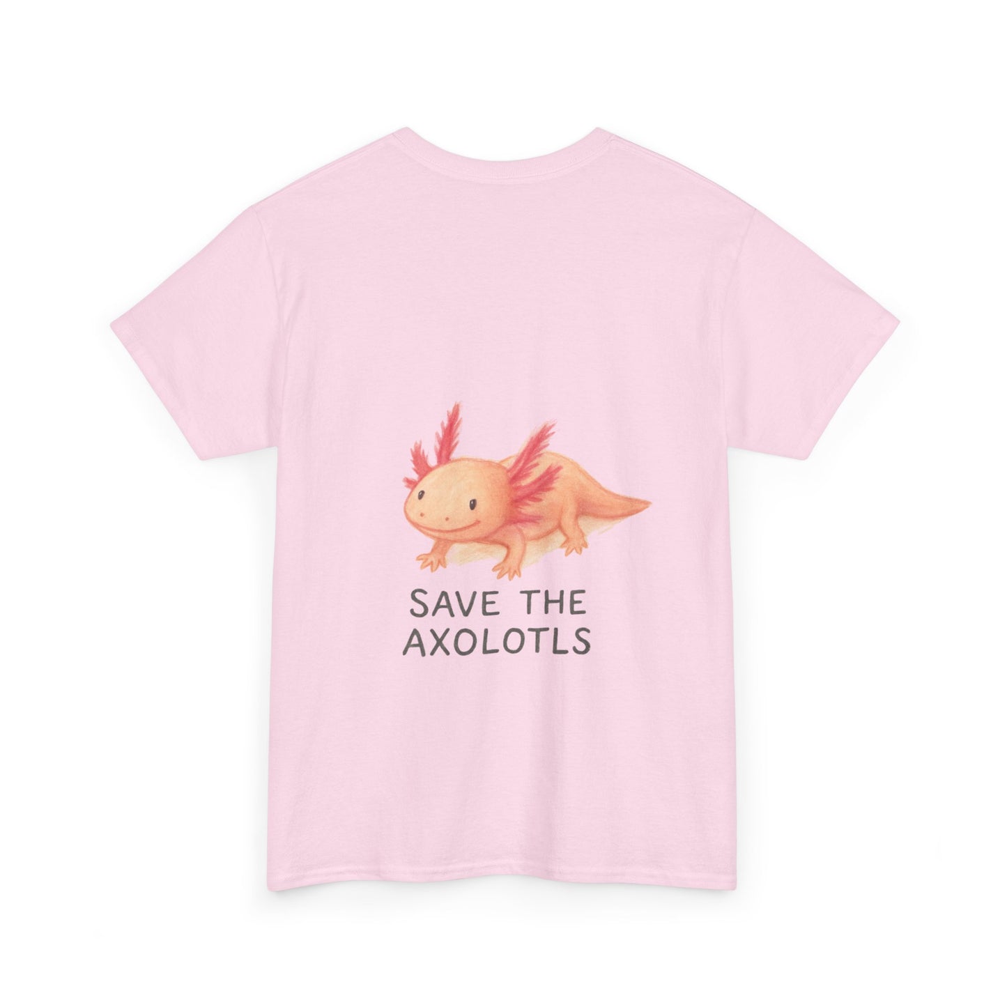 Save the Axolotls Unisex Heavy Cotton Tee, Eco-Friendly T-Shirt, Animal Lover Gift, Conservation Tee, Cute Axolotl Apparel