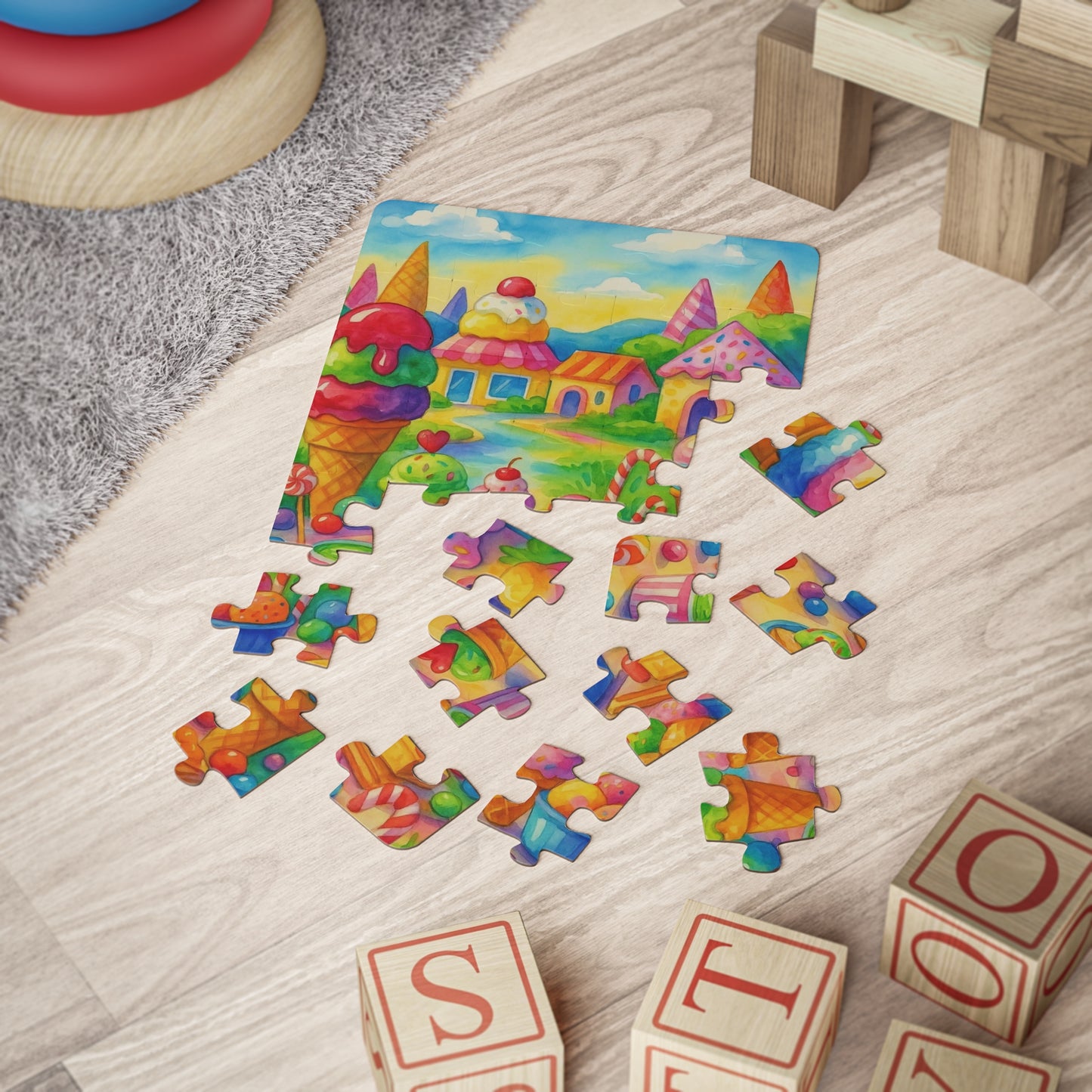 Kids' Ice Cream Adventure Puzzle, Fun Educational Toy, Family Game, Birthday Gift, Colorful Activities for Kids, 30-Piece Puzzle